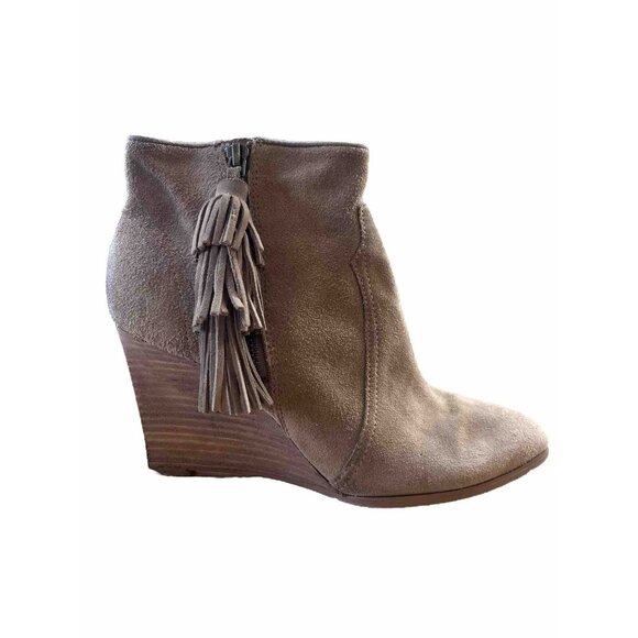Nine West Retrolook Wedge Suede Tassel Booties 7-7.5 - Picture 1 of 13
